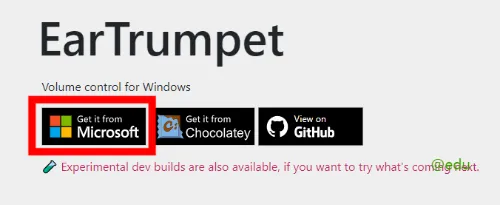 EarTrumpet 사이트