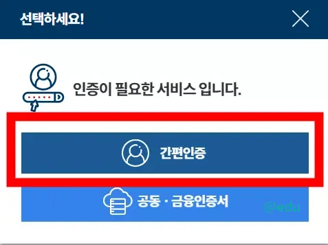 정부24 9 인증 방식 선택